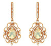 2.14CT DIAMOND & AAA OPAL 14KT ROSE GOLD 3D TEAR DROP FILIGREE HANGING EARRINGS