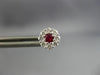 ESTATE .64CT DIAMOND & AAA RUBY 18KT WHITE GOLD 3D CLUSTER FLOWER STUD EARRINGS