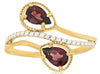 1.12CT DIAMOND & AAA RHODOLITE 14K YELLOW GOLD PEAR SHAPE & ROUND SNAKE FUN RING