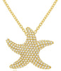 ESTATE LARGE 1.31CT DIAMOND 18K YELLOW GOLD STAR FISH LUCKY FUN FLOATING PENDANT