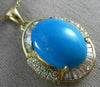 ESTATE EXTRA LARGE 11.27CT DIAMOND & AAA TURQUOISE 14K YELLOW GOLD PENDANT 24819