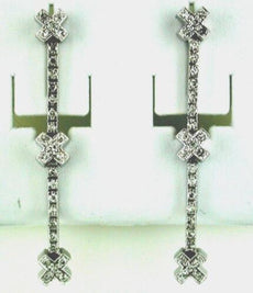 ESTATE .33CT DIAMOND 14KT WHITE GOLD 3D ROUND X BY THE YARD FUN HANGING EARRINGS