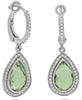 4.20CT DIAMOND & AAA GREEN AMETHYST 14KT WHITE GOLD 3D PEAR SHAPE HALO EARRINGS
