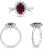 1.39CT DIAMOND & AAA RUBY 14KT WHITE GOLD 3D OVAL & ROUND FLOWER ENGAGEMENT RING