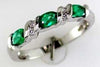 .76CT DIAMOND & AAA EMERALD 14K WHITE GOLD OVAL & ROUND 3 STONE ANNIVERSARY RING