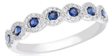.52CT DIAMOND & AAA SAPPHIRE 14KT WHITE GOLD 3D ROUND INFINITY 7 STONE LOVE RING