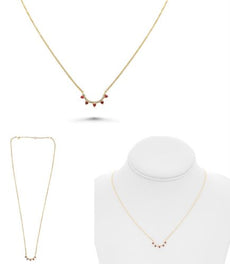 .21CT DIAMOND & AAA RUBY 14KT YELLOW GOLD SEMI CIRCULAR HAPPY FACE FUN NECKLACE