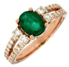 1.75CT DIAMOND & AAA EMERALD 14KT ROSE GOLD CLASSIC OVAL & ROUND ENGAGEMENT RING