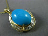 ESTATE EXTRA LARGE 11.27CT DIAMOND & AAA TURQUOISE 14K YELLOW GOLD PENDANT 24819