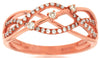 .22CT DIAMOND 14K ROSE GOLD ROUND 3 STONE PAST PRESENT FUTURE INFINITY LOVE RING