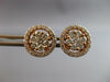 ESTATE LARGE 1.06CT DIAMOND 14KT ROSE GOLD 3D CLASSIC FLOWER HALO STUD EARRINGS