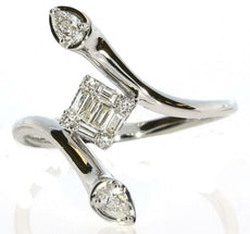 .30CT DIAMOND 18KT WHITE GOLD ROUND BAGUETTE & PEAR SHAPE GEOMETRICAL SNAKE RING