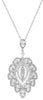 ESTATE 1.24CT DIAMOND 18Kt WHITE GOLD MULTI LEAF TEAR DROP FILIGREE LOVE PENDANT
