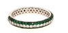 ESTATE .54CT DIAMOND & AAA EMERALD 18KT WHITE GOLD 3 ROW PAVE ANNIVERSARY RING
