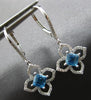 .87CT DIAMOND & AAA BLUE TOPAZ 14KT WHITE GOLD PRINCESS & ROUND HANGING EARRINGS