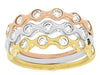 .88CT DIAMOND 14KT TRI COLOR GOLD ROUND BEZEL ETOILE STACKABLE ANNIVERSARY RING