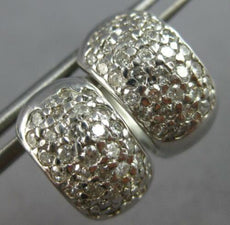 WIDE 1.0CT DIAMOND 14KT WHITE GOLD 3D CLASSIC MULTI ROW HUGGIE HANGING EARRINGS