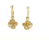 ESTATE .62CT DIAMOND 18KT YELLOW GOLD 3D CLASSIC FLOWER HUGGIE HANGING EARRINGS
