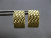WIDE 14KT YELLOW GOLD 3D MATTE & SHINY CRISS CROSS OVAL HUGGIE HANGING EARRINGS