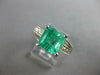 ESTATE LARGE 3.78CT DIAMOND & AAA EMERALD 14KT WHITE GOLD ENGAGEMENT RING #27612