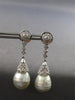 LARGE .80CT DIAMOND & AAA SOUTH SEA PEARL 18K WHITE GOLD FLOWER HANGING EARRINGS
