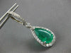LARGE 8.10CT DIAMOND & AAA EMERALD 14KT WHITE GOLD PEAR SHAPE HANGING EARRINGS