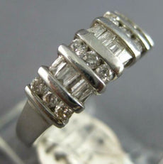 .65CT DIAMOND 14K WHITE GOLD ROUND & BAGUETTE MULTI ROW CHANNEL ANNIVERSARY RING