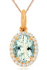 1.24CT DIAMOND & AAA AQUAMARINE 14KT ROSE GOLD 3D OVAL & ROUND FLOATING PENDANT