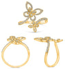 WIDE .32CT DIAMOND 14KT YELLOW GOLD 3D ROUND CLASSIC DOUBLE BUTTERFLY LOVE RING