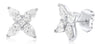 ESTATE 4.09CT DIAMOND PLATINUM 3D ROUND & PEAR SHAPE FLOWER STUD EARRINGS