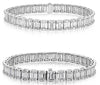 LARGE 11.0CT DIAMOND 14KT WHITE GOLD ROUND & BAGUETTE INVISIBLE TENNIS BRACELET