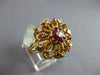 ANTIQUE LARGE .22CT DIAMOND & AAA RUBY 14K YELLOW GOLD FLOWER FILIGREE FUN RING