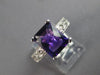 LARGE 3.07CT DIAMOND & AAA AMETHYST 14KT WHITE GOLD 3D CUSHION & ROUND LOVE RING