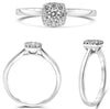 ESTATE .29CT DIAMOND 14K WHITE GOLD ROUND CLASSIC SQUARE CLUSTER ENGAGEMENT RING