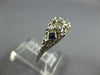 ANTIQUE .15CT OLD MINE DIAMOND & AAA SAPPHIRE 14KT WHITE GOLD 3D ART DECO RING