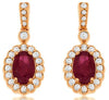 1.33CT DIAMOND & AAA RUBY 14KT ROSE GOLD 3D OVAL & ROUND FLOWER HANGING EARRINGS