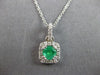 .87CT DIAMOND & AAA EMERALD 14KT WHITE GOLD ROUND SQUARE HALO FLOATING PENDANT