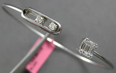 .30CT DIAMOND 18KT WHITE GOLD ROUND & BAGUETTE SQUARE FLORAL FUN BANGLE BRACELET