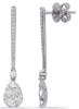 ESTATE 1.22CT DIAMOND 14KT WHITE GOLD TEAR DROP GRADUATING BAR HANGING EARRINGS