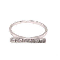 ESTATE .11CT DIAMOND 18KT WHITE GOLD 3D CLASSIC TWO ROW BAR FUN RING