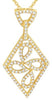 ESTATE .25CT DIAMOND 14K YELLOW GOLD MULTI LEAF GEOMETRICAL FUN FLOATING PENDANT