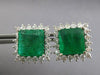 EXTRA LARGE 19.75CT DIAMOND & AAA EMERALD 14KT WHITE GOLD SQUARE HALO EARRINGS