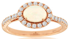.83CT DIAMOND & AAA OPAL 14K ROSE GOLD 3D ROUND & OVAL HALO FRIENDSHIP LOVE RING