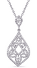 .57CT DIAMOND 14KT WHITE GOLD 3D FLOWER OPEN FILIGREE TEAR DROP FLOATING PENDANT
