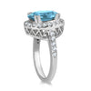 5.48CT DIAMOND & AAA BLUE TOPAZ 14KT WHITE GOLD OVAL & ROUND FILIGREE FUN RING