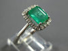 2.30CT DIAMOND & AAA EMERALD 14KT WHITE GOLD EMERALD CUT & ROUND ENGAGEMENT RING