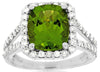 LARGE 5.25CT DIAMOND & AAA PERIDOT 14KT WHITE GOLD CUSHION & ROUND SQUARE RING
