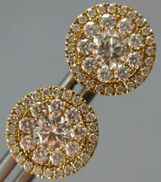 ESTATE .85CT DIAMOND 18KT YELLOW GOLD CLUSTER INVISIBLE HALO EARRING JACKET SET