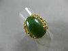 ANTIQUE LARGE AAA GREEN JADE 14KT YELLOW GOLD FILIGREE FLOWER FUN RING #19565