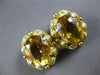 ANTIQUE EXTRA LARGE 20CT AAA YELLOW TOPAZ 18KT YELLOW GOLD OVAL EARRINGS #28131